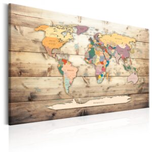 Schilderij - World Map: Colourful Continents