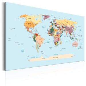 Schilderij - World Map: Travel with Me