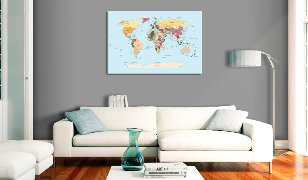 Schilderij - World Map: Travel with Me - Afbeelding 2