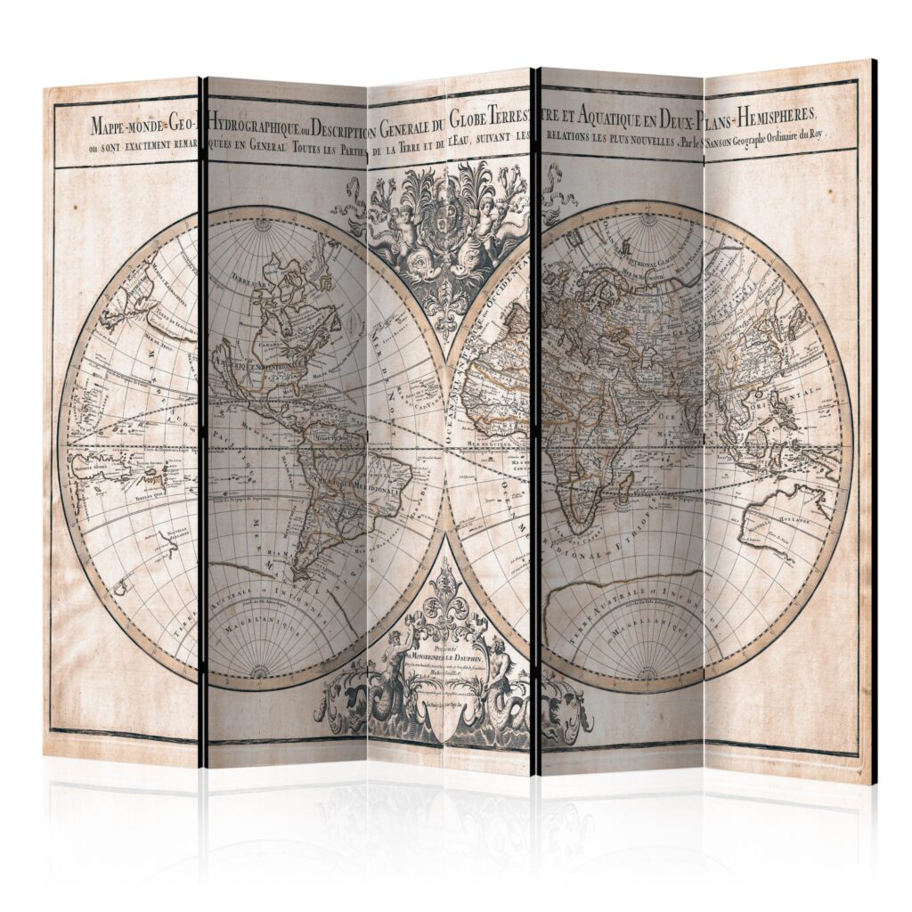 Vouwscherm - Mappe-Monde Geo-Hydrographique [Room Dividers]