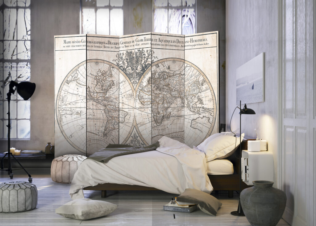 Vouwscherm - Mappe-Monde Geo-Hydrographique [Room Dividers] - Afbeelding 2