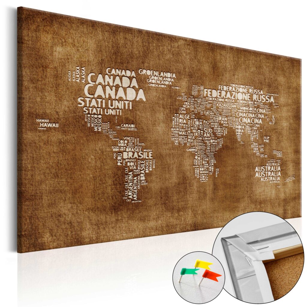 Afbeelding op kurk - The Lost Map [Cork Map - Italian Text]