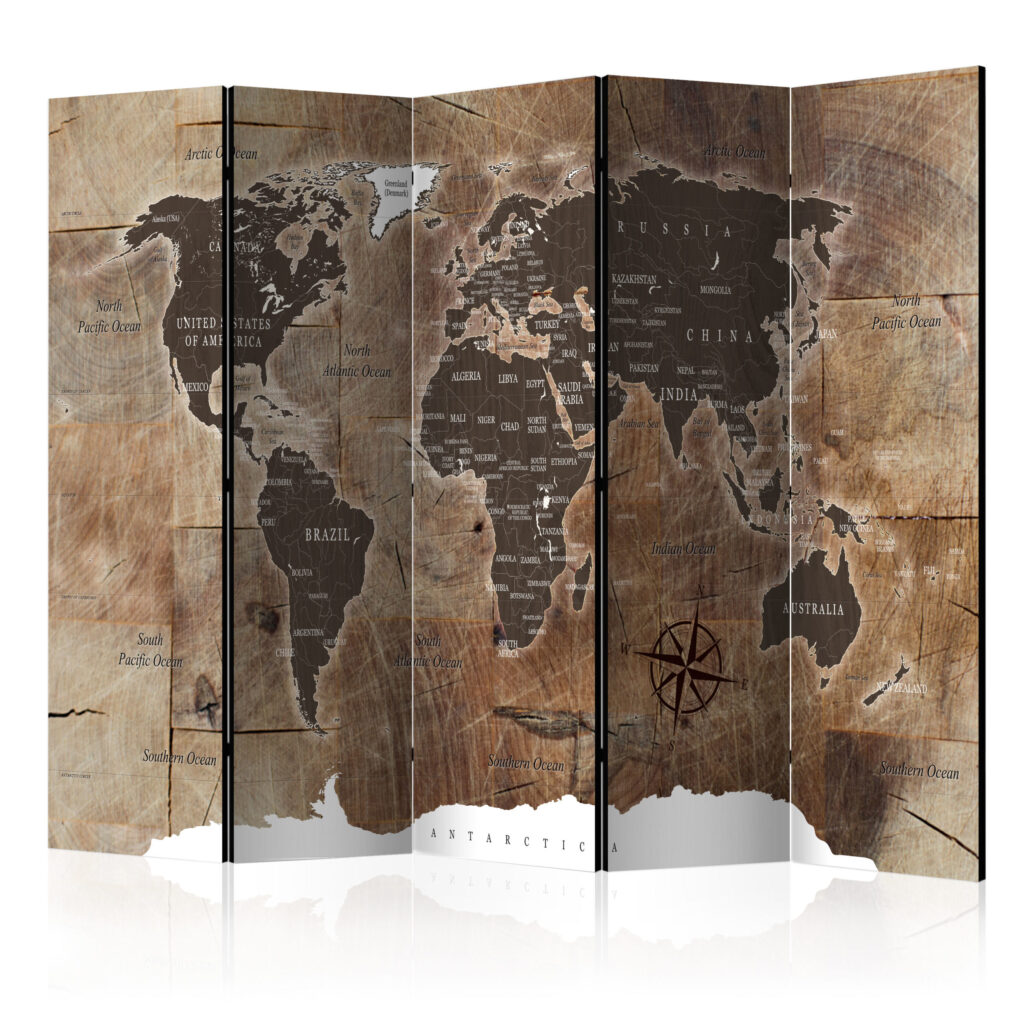 Vouwscherm - Room divider – Map on the wood
