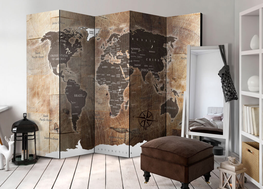Vouwscherm - Room divider – Map on the wood - Afbeelding 2