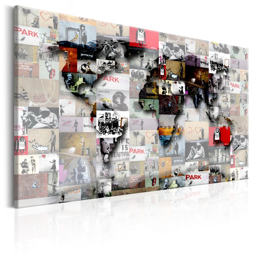 Schilderij - Map: Banksy inspiration