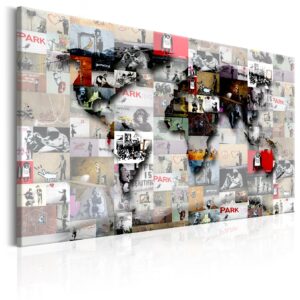 Schilderij - Map: Banksy inspiration