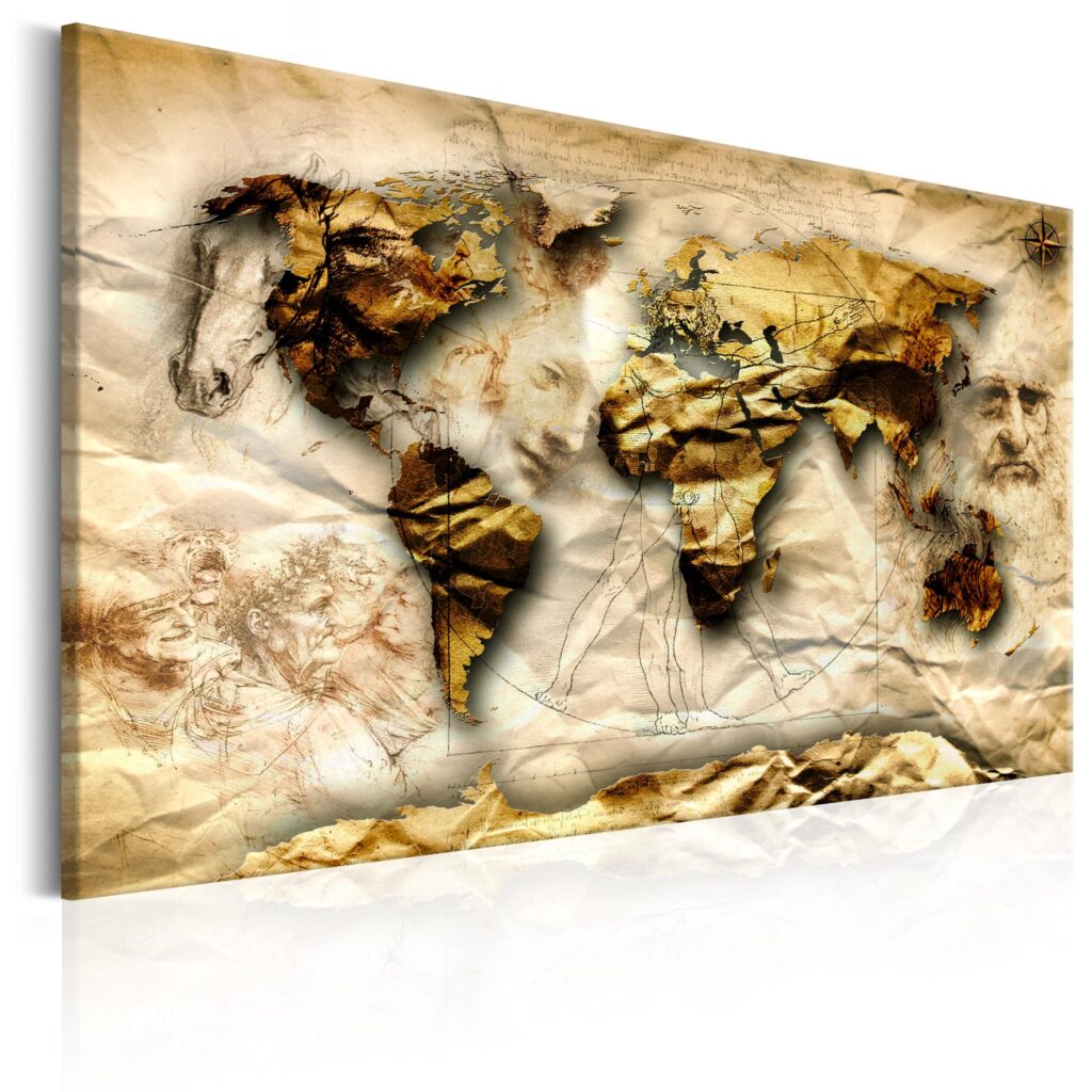 Schilderij - Map: Leonardo da Vinci inspiration