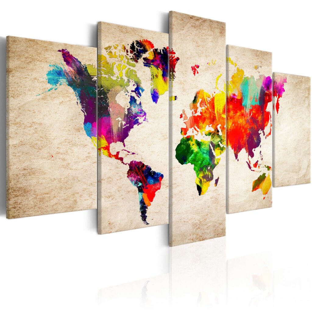 Schilderij - World Map: Abstract Fantasy