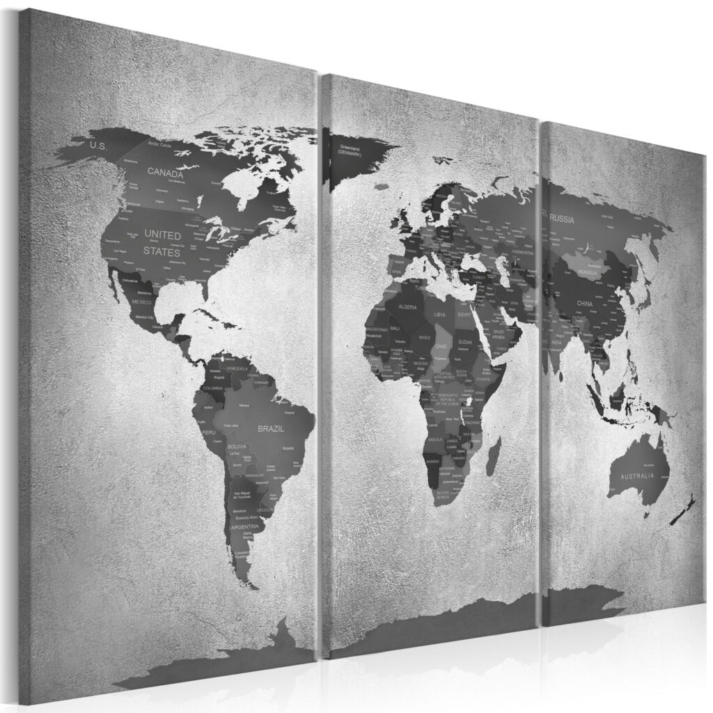 Schilderij - Map on Concrete (3 Parts)