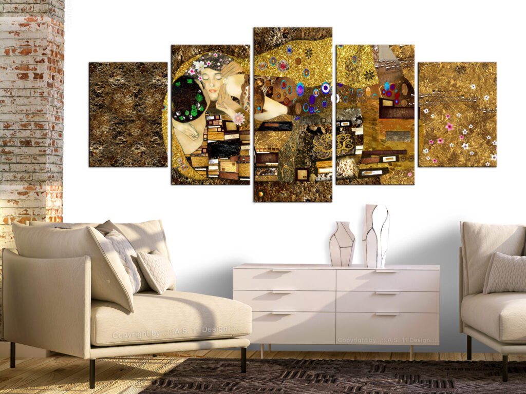 Schilderij - Cheek Kiss (5 Parts) Wide - Afbeelding 2