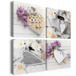 Schilderij - Hearts and flowers