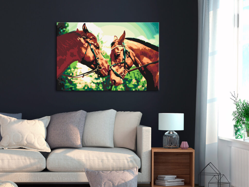 Doe-het-zelf op canvas schilderen - Two Horses - Afbeelding 2