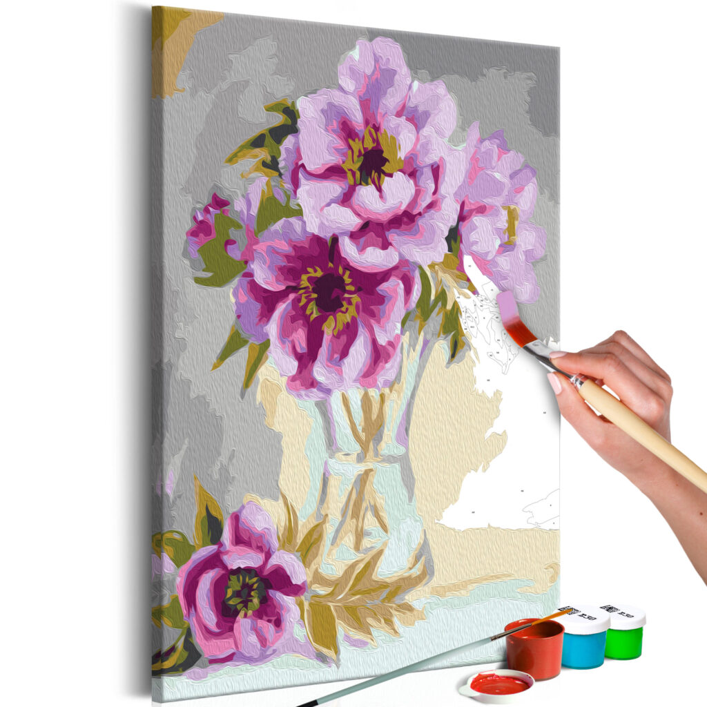 Doe-het-zelf op canvas schilderen - Flowers In A Vase