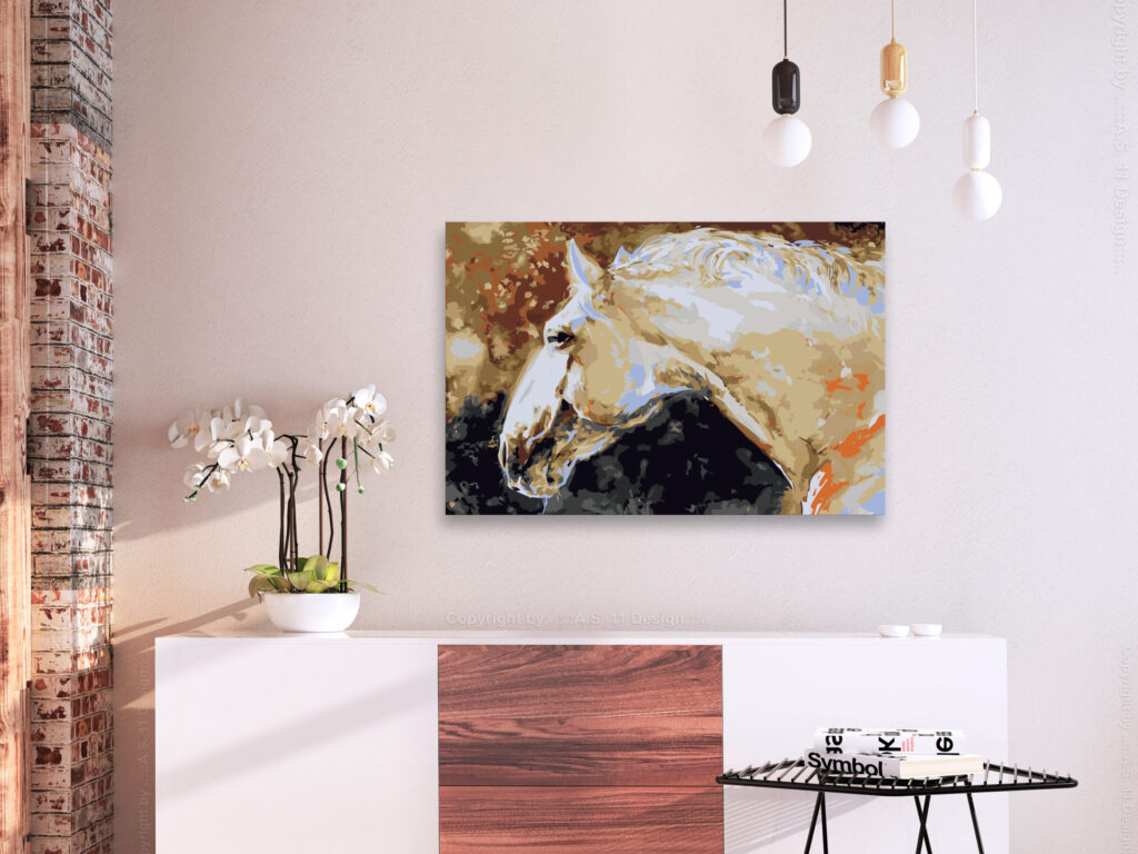 Doe-het-zelf op canvas schilderen - White Horse - Afbeelding 2