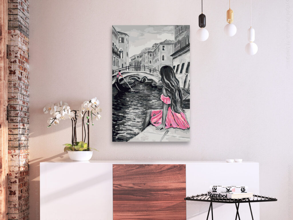 Doe-het-zelf op canvas schilderen - Venice (A Girl In A Pink Dress) - Afbeelding 2