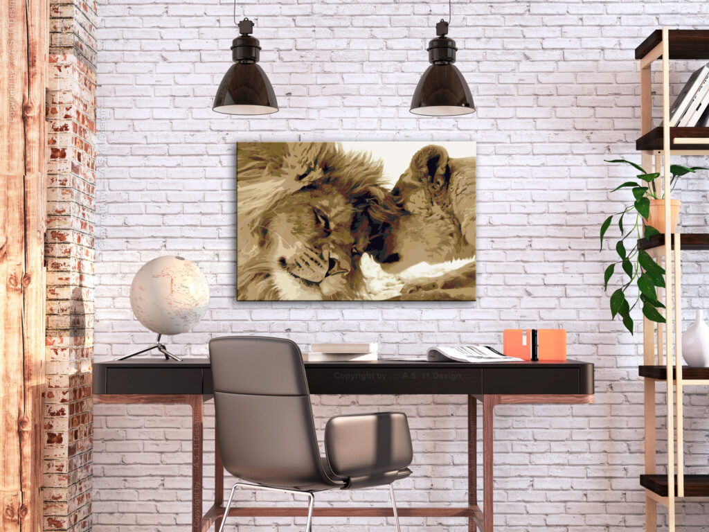 Doe-het-zelf op canvas schilderen - Lions In Love - Afbeelding 2