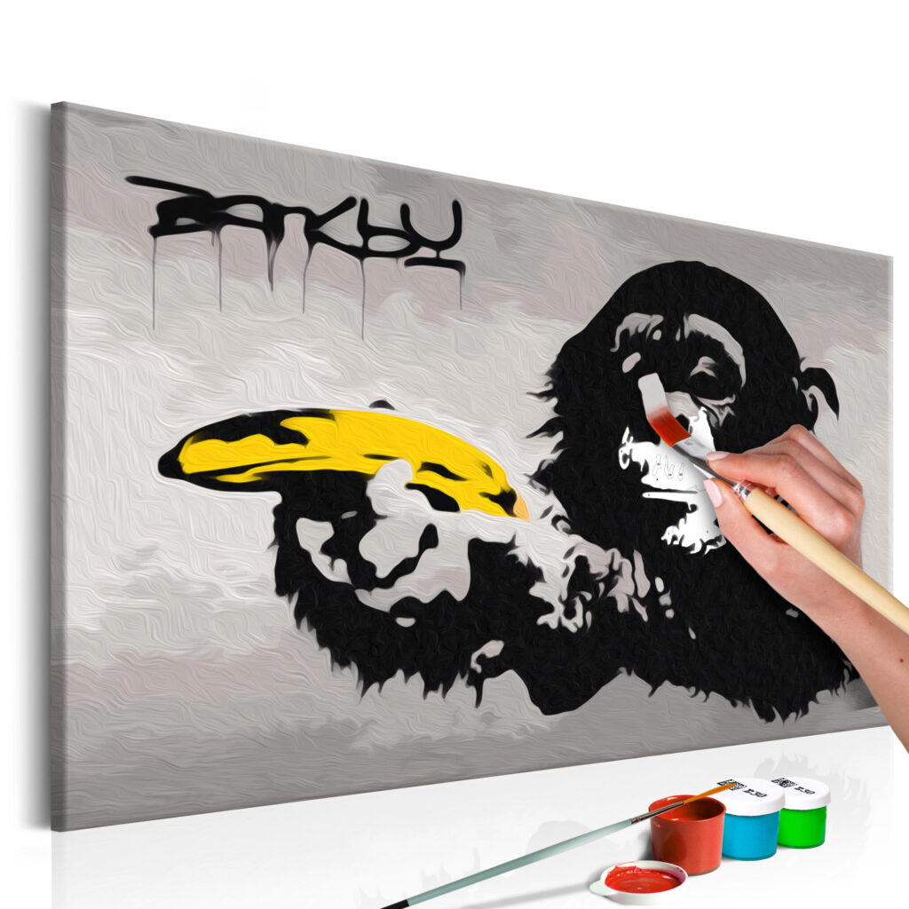 Doe-het-zelf op canvas schilderen - Monkey (Banksy Street Art Graffiti)