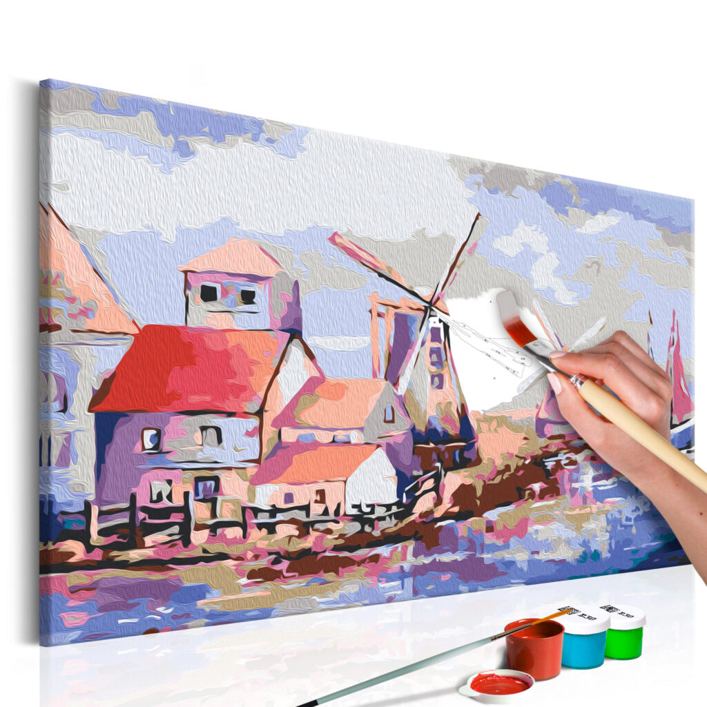 Doe-het-zelf op canvas schilderen - Windmills (Landscape)