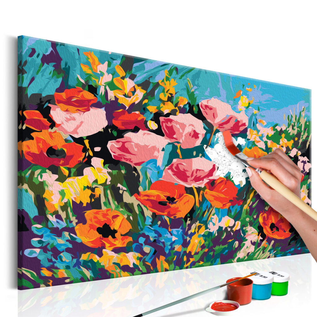 Doe-het-zelf op canvas schilderen - Colourful Meadow Flowers