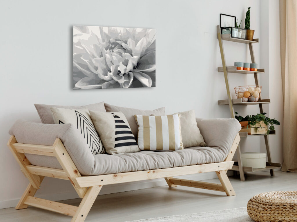 Doe-het-zelf op canvas schilderen - Black & White Flower - Afbeelding 2