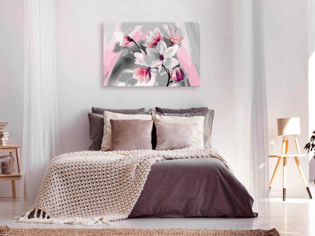 Doe-het-zelf op canvas schilderen - Magnolia (Grey Background) - Afbeelding 2