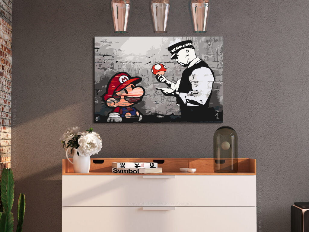 Doe-het-zelf op canvas schilderen - Mario (Banksy) - Afbeelding 2