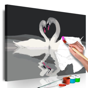 Doe-het-zelf op canvas schilderen - Swan Couple