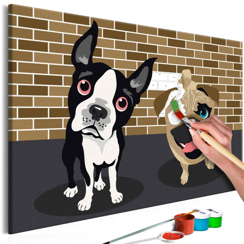 Doe-het-zelf op canvas schilderen - Cute Dogs