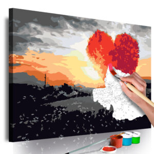 Doe-het-zelf op canvas schilderen - Heart-Shaped Tree (Sunrise)