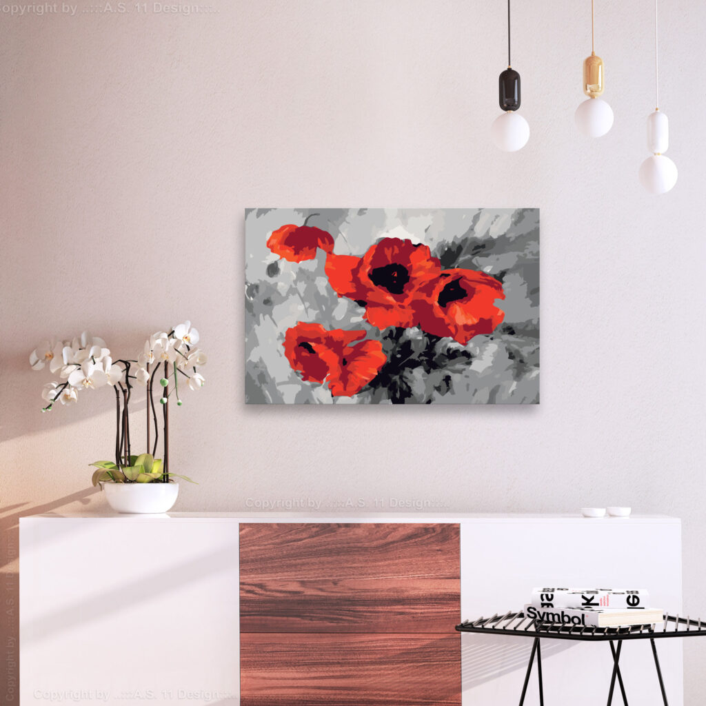 Doe-het-zelf op canvas schilderen - Bouquet of Poppies - Afbeelding 2