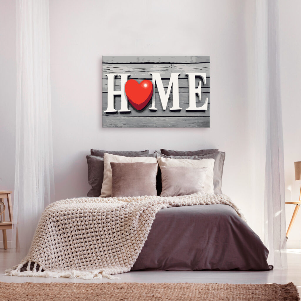 Doe-het-zelf op canvas schilderen - Home with Red Heart - Afbeelding 2