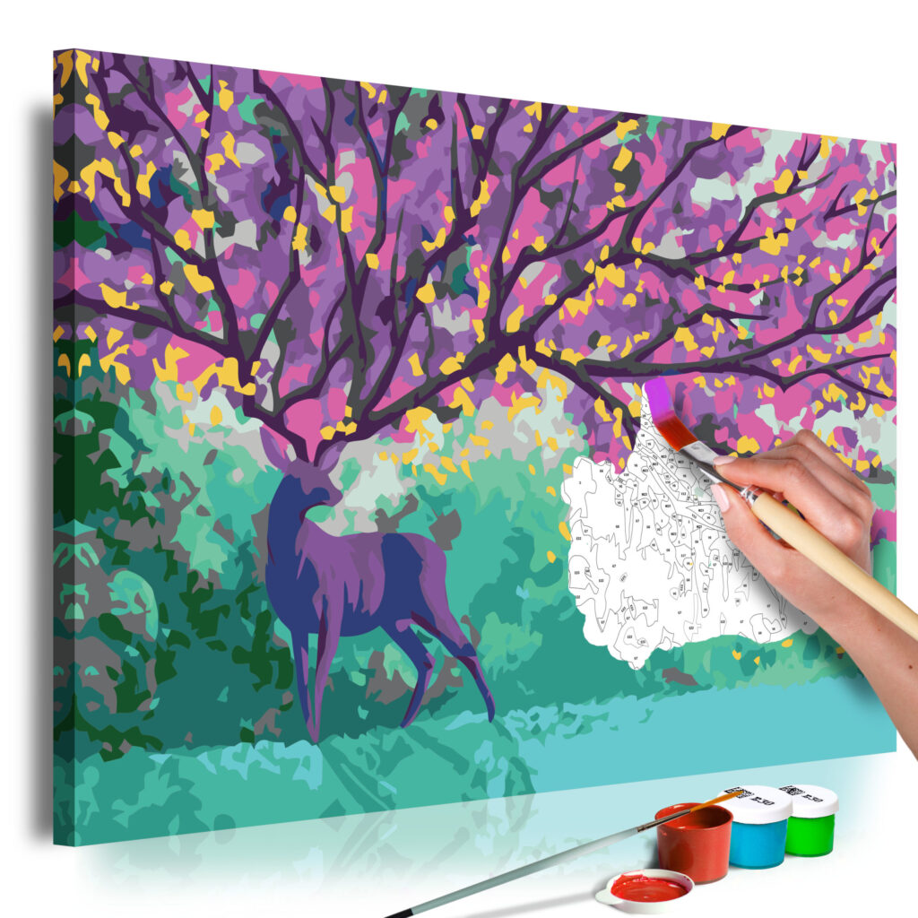 Doe-het-zelf op canvas schilderen - Purple Deer