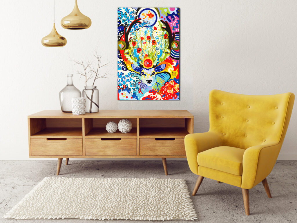 Doe-het-zelf op canvas schilderen - Deer and Flowers - Afbeelding 2
