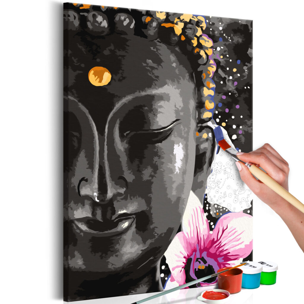 Doe-het-zelf op canvas schilderen - Buddha and Flower
