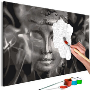Doe-het-zelf op canvas schilderen - Buddha in Black and White