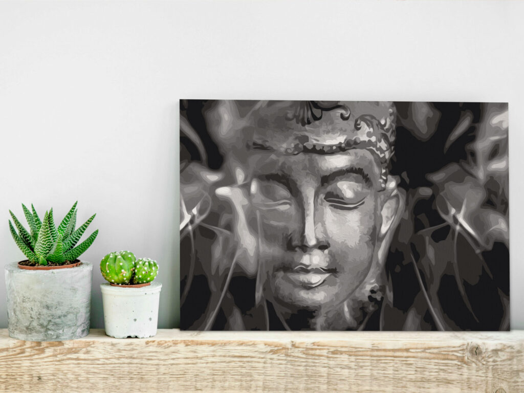 Doe-het-zelf op canvas schilderen - Buddha in Black and White - Afbeelding 2