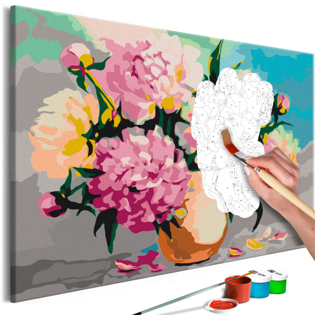 Doe-het-zelf op canvas schilderen - Flowers in Vase