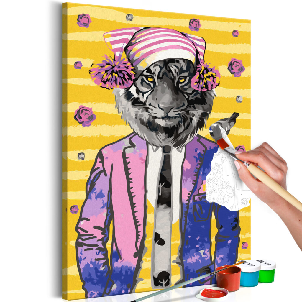Doe-het-zelf op canvas schilderen - Tiger in Hat