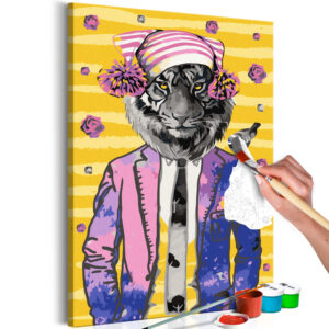 Doe-het-zelf op canvas schilderen - Tiger in Hat
