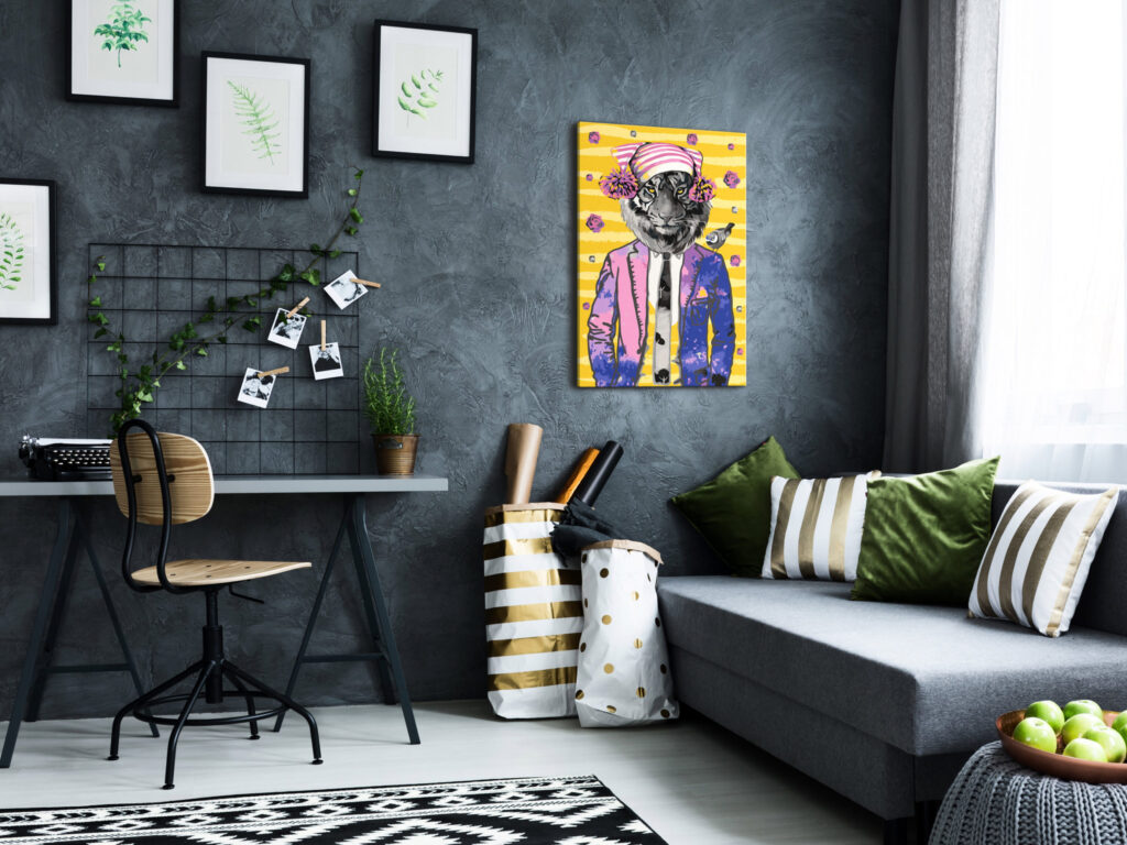 Doe-het-zelf op canvas schilderen - Tiger in Hat - Afbeelding 2