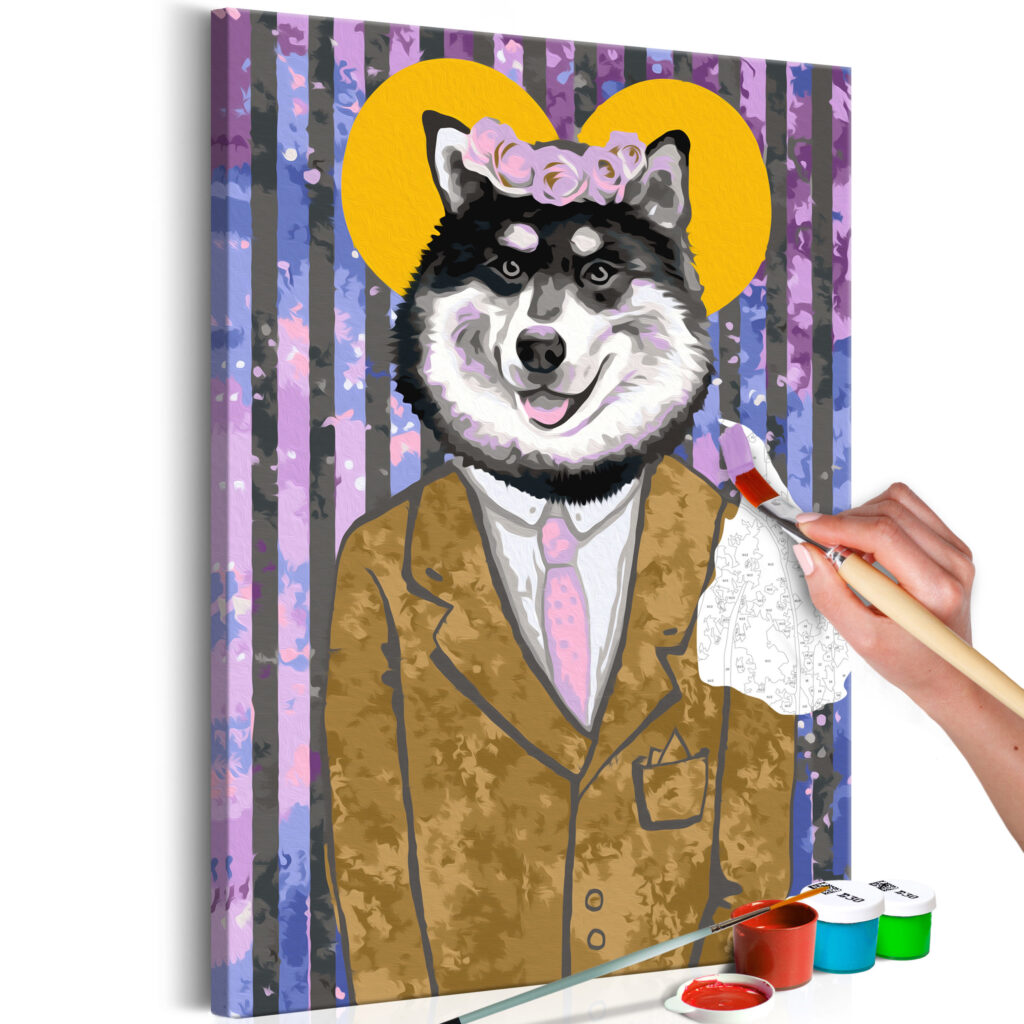 Doe-het-zelf op canvas schilderen - Dog in Suit