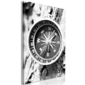 Schilderij - Black and White Compass (1 Part) Vertical