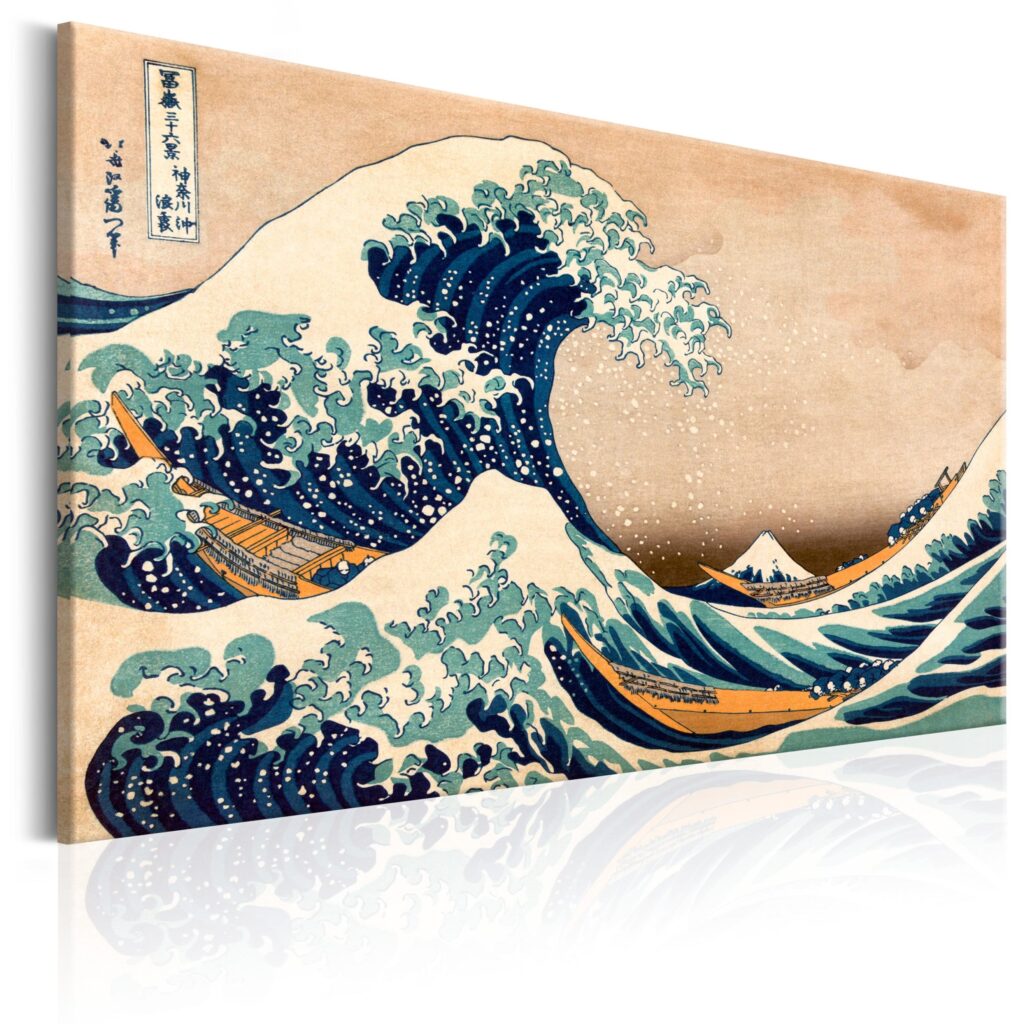 Schilderij - The Great Wave off Kanagawa (Reproduction)